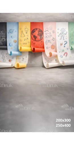 Tło fotograficzne „Kolorowe szkolne plakaty – kreatywna edukacja” | 3911